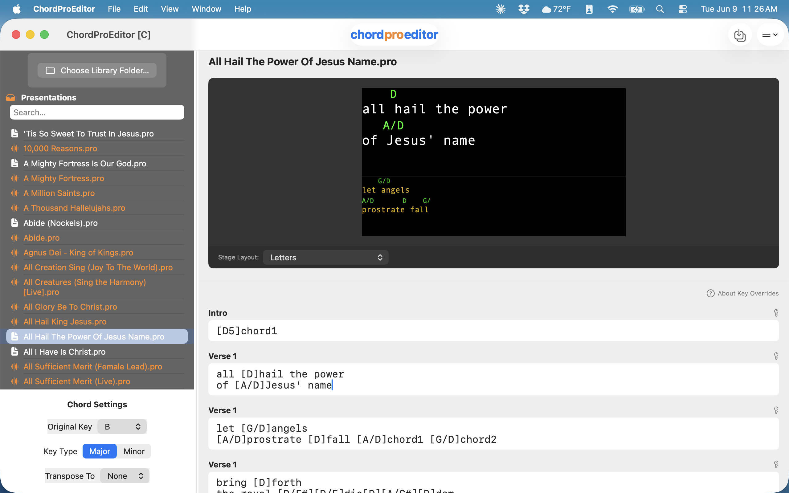 ChordProEditor Interface